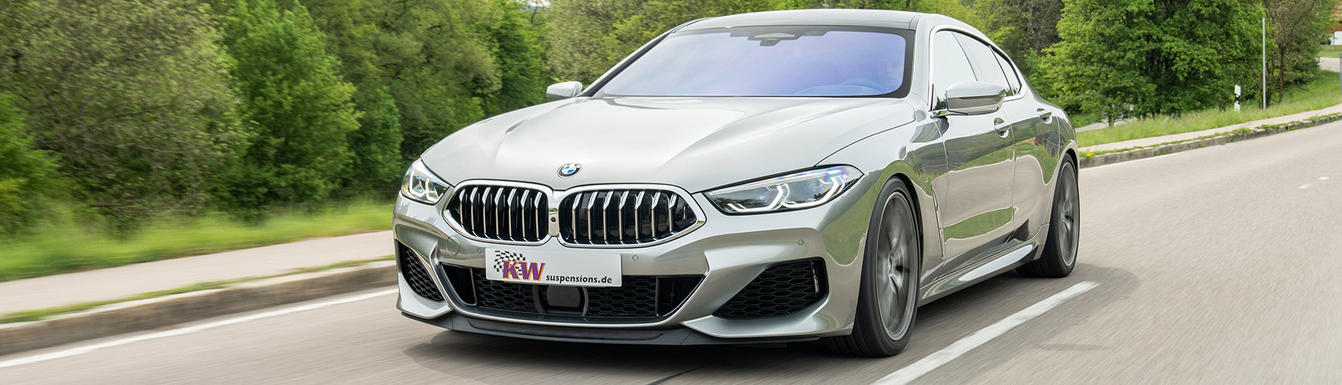 In Verbindung mit den BMW 8er G14-, G15- und G16-Seriendämpfern kann die Tieferlegung durch die KW Gewindefedern stufenlos eingestellt werden.