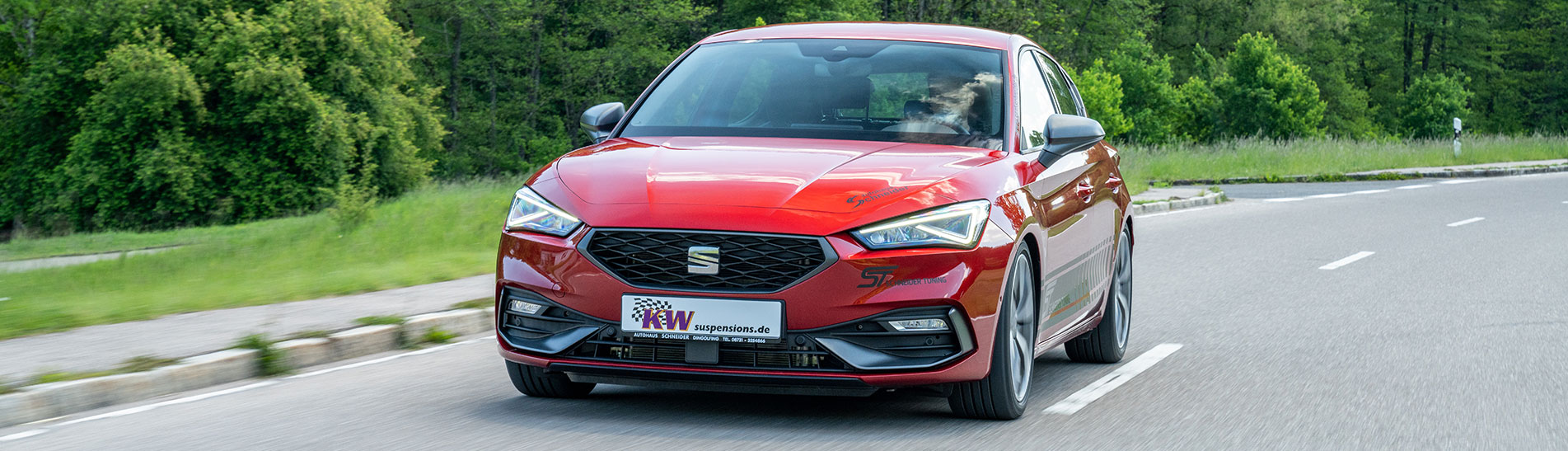 Der neue Seat Leon (Typ KL) fährt mit einem KW Gewindefahrwerk auf jeder Straße einfach sportlicher.