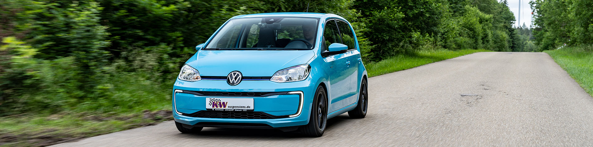 Neu im Lieferangebot sind für den VW e-up! (Typ AA) die beiden auftragsgefertigten KW Gewindefahrwerke Variante 1 und Variante 3.