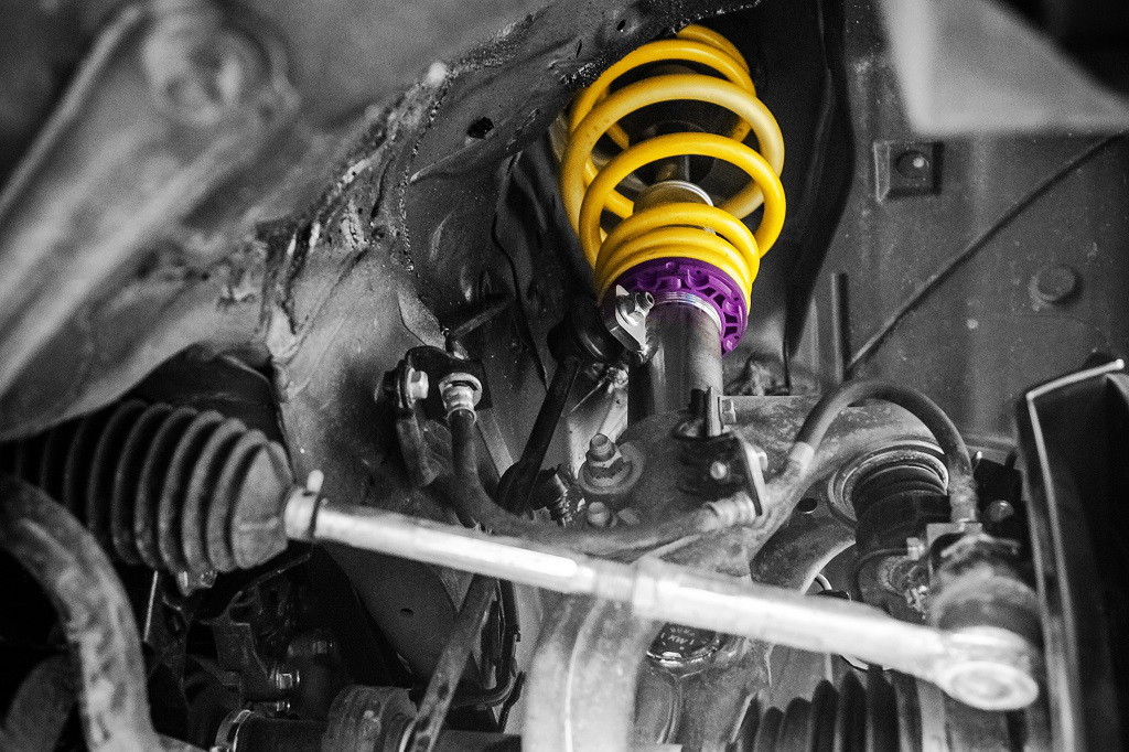  Detailaufnahme eines verbauten KW Gewindefahrwerk in einem Honda Civic Type R